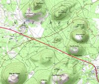 Extrait de carte topographique IGN au 1/25000 - Chaîne des Puys - Puy de Dôme